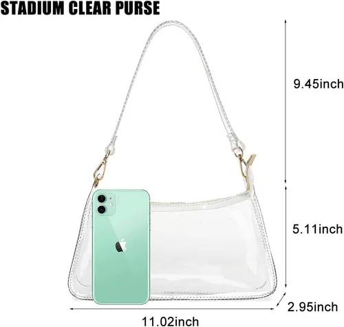 Vista 5 de LOXOMU Bolso transparente aprobado para estadios, bolso cruzado pequeño para mujer