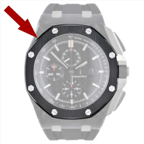 Vista 4 de Cerámica cepillado bisel cara para AP Audemars Piguet ROO Royal Oak Offshore 1732in Panda Original reloj 26400 26401