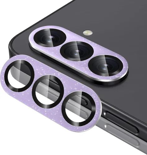 Vista 190 de Casetego Protector de lente de cámara para Galaxy Z Fold 8, [Diseño de purpurina mejorado], [Fuerte adherencia], lente de vidrio templado 9H negro