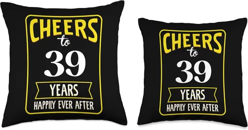 Vista 3 de Cheers to 39 years happily ever after Almohada de tiro