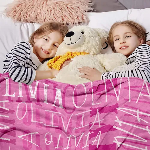 Vista 2 de Yofair Se envía al día siguiente, manta personalizada regalos para niñas adolescentes, manta personalizada con nombre, manta de franela para niñas