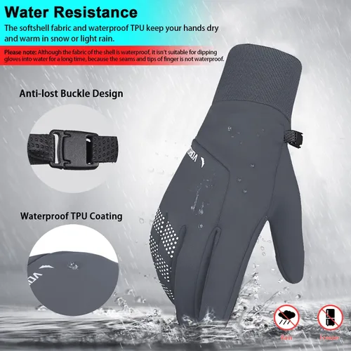 Vista 4 de Guantes térmicos de invierno para hombres y mujeres guantes cálidos para congelador antideslizantes impermeables ligeros para pantalla táctil