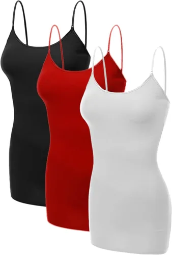 Vista 159 de Emmalise Camisola larga casual básica para mujer, con tirantes ajustables, top en capas