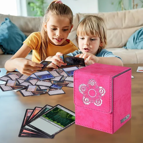 Vista 8 de tombert Caja de cubierta premium de más de 150 para MTG, PTCG, gran capacidad con 2 divisores, se adapta a más de 150 tarjetas con funda TCG
