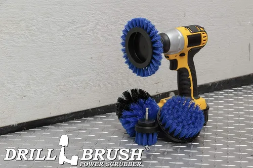 Vista 5 de Drillbrush Azul – Juego de accesorios de cepillo de limpieza de barco – Aluminio – Madera – Detalle personal de embarcaciones – Kit de limpieza