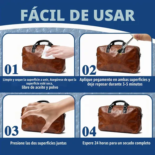 Vista 4 de Adhesivo de cuero, 120ML de cemento adhesivo de reparación de cuero, súper pegamento con cepillo para bolsos, sofás, muebles, asiento de coche