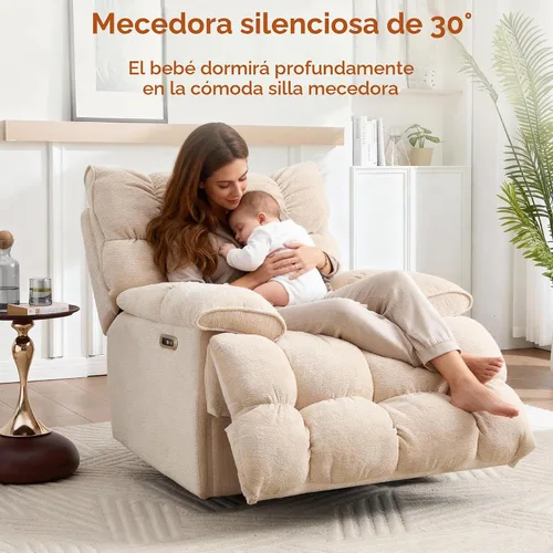 Vista 6 de Sillón reclinable giratorio de gran tamaño para grandes y altos, extra Beige