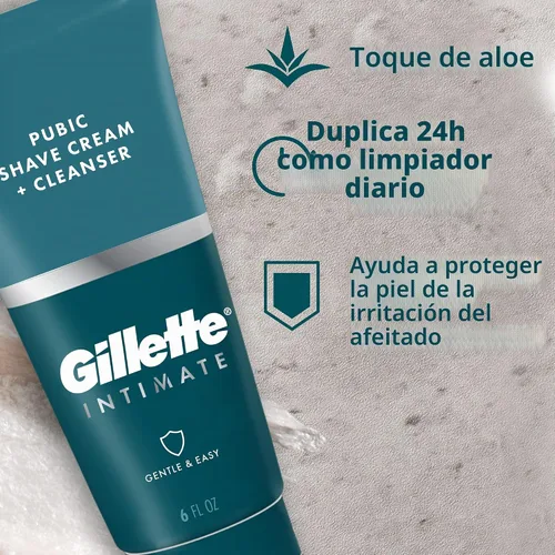 Vista 3 de Gillette Intimate 2 en 1 Crema de Afeitado Púbico + Limpiador, Fórmula Suave, Formulada para el Vello Púbico y la Piel, con Aloe, Libre de Parabenos