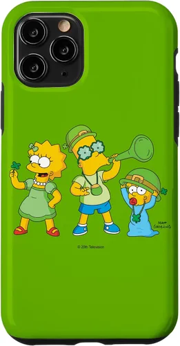 Vista 10 de Funda verde para iPhone 15 The Simpsons Lisa Bart Maggie Día de San Patricio