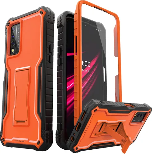 Vista 7 de ExoGuard Funda para T-Mobile REVVL V Plus 5G, funda de goma a prueba de golpes de cuerpo completo, protector de pantalla integrado y soporte Verde