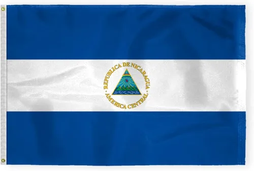 Vista 6 de AGAS - Bandera de automóvil de Nicaragua de alta calidad de 10.5 x 15 pulgadas, impresa de doble cara en tela de poliéster súper punto, doble