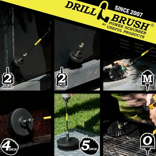 Vista 2 de Kit de limpieza de Drill Brush, cepillos con conector para taladro, ideal para limpieza de alfombras, baños, limpieza de lechadas y limpieza de Negro