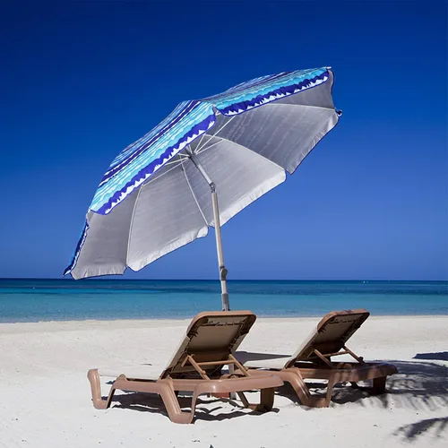 Vista 6 de Blissun Sombrilla de playa de 7.2 pies con anclaje de arena, sombrilla de playa portátil para arena con poste inclinable, bolsa de transporte
