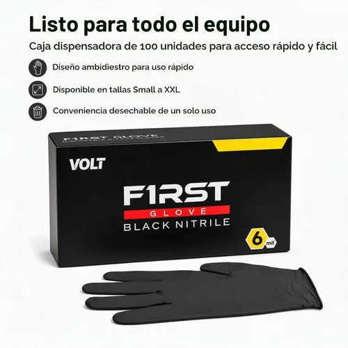 Vista 9 de Volt 6 Mil Black Nitrile Disposable Glove - Micro Texture Grip