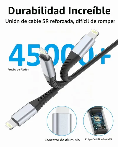Vista 4 de Cable Lightning en espiral, paquete de 2 cables retráctiles para cargador de iPhone en el coche, cable USB a Lightning de carga rápida, compatible