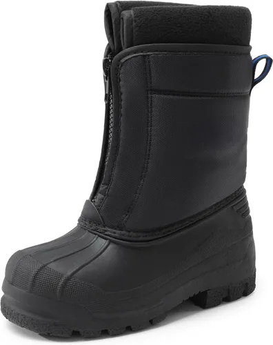 Vista 12 de DREAM PAIRS Botas impermeables de nieve de invierno para niños y niñas, para niños pequeños/grandes Negro