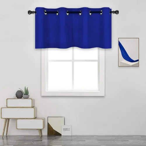 Vista 75 de DECOVSUN Cenefa de cortina opaca amarilla brillante para ventanas de cocina, cenefa opaca con ojales para dormitorio, cenefa corta y recta para sala