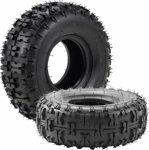 Vista 4 de 4.10-4 Knobby Dirt Neumático de 2 capas - para scooter de gas, Go Kart, bicicleta de bolsillo [3115]