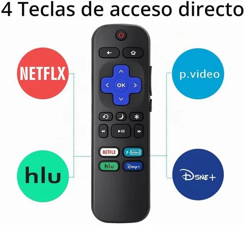 Vista 4 de 2 unidades de control remoto de repuesto compatibles con Roku TV, ajuste remoto universal para televisores inteligentes