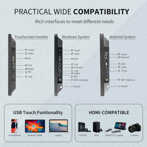 Vista 4 de Tableta con monitor de pantalla táctil Android 12 de 27 pulgadas, FHD 16:9 1080P, WiFi y BT, altavoces incorporados, RK3588 4GB RAM y 64GB ROM