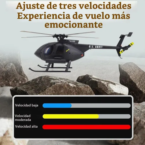 Vista 7 de Helicóptero a control remoto Dodoore, Modelo de helicóptero RC C189 MD500, helicópteros de rotor único de 1/28 de escala 4CH con giroscopio de 6