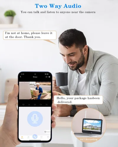 Vista 7 de Sistema de cámara de seguridad inalámbrica para exteriores para el hogar, ZHXINSD Juego de 4 cámaras con lente dual 6MP 10X Zoom híbrido 360°