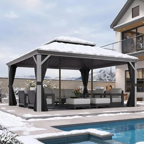 Vista 11 de PURPLE LEAF - Gazebo para exteriores de 10 x 12 pies, con sistema de drenaje