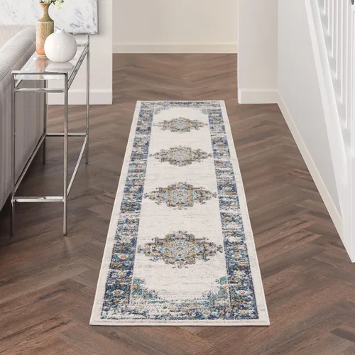 Vista 14 de Nourison Passion Alfombra marfil/negro, de 2 pies 2 pulgadas x 10 pies, fácil de limpiar, no desprende pelo, para habitación, sala, comedor, cocina