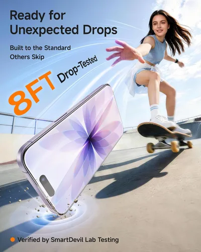 Vista 5 de SMARTDEVIL Paquete de 3 protectores de pantalla para iPhone 17, vidrio templado óptico transparente 9H, 2 veces resistencia a los impactos