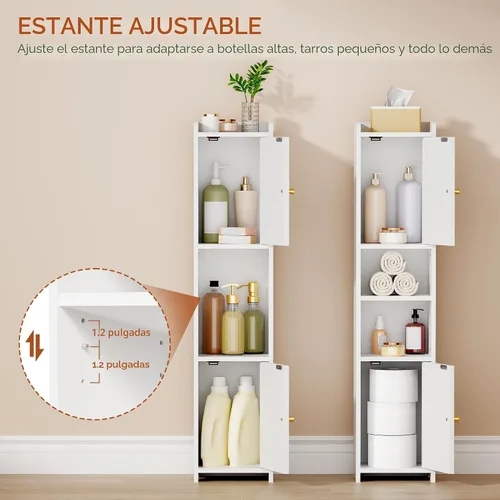 Vista 6 de ANWBROAD Armario de almacenamiento de baño delgado con 2 puertas y estante