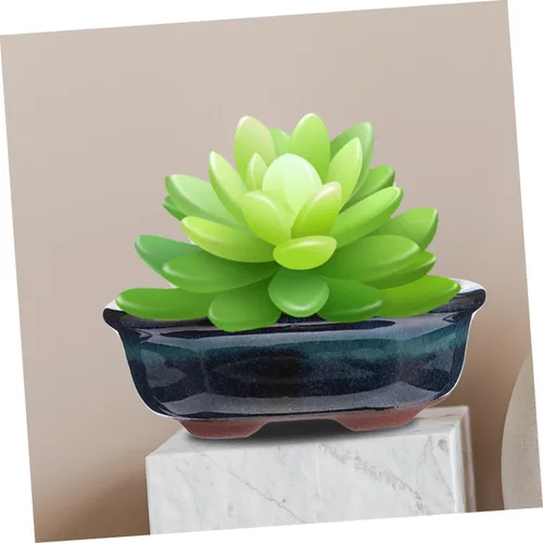 Vista 6 de Yardwe 2 macetas de cerámica esmaltadas para bonsái y cactus, elegantes adornos de escritorio decorativos para interiores para el año