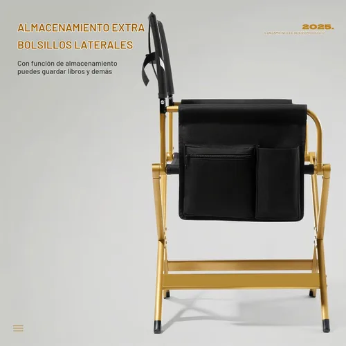 Vista 6 de EVER ADVANCED Silla de directores de aluminio, sillas plegables de cine de estudio, silla de vendedor de eventos, 19 pulgadas de altura del asiento