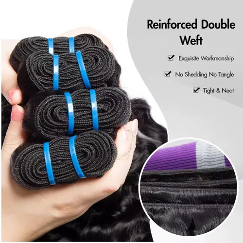 Vista 4 de Paquetes de cabello humano rizado birmano, paquetes de cabello virgen sin procesar, extensiones de cabello humano 16A, cabello humano rizado negro