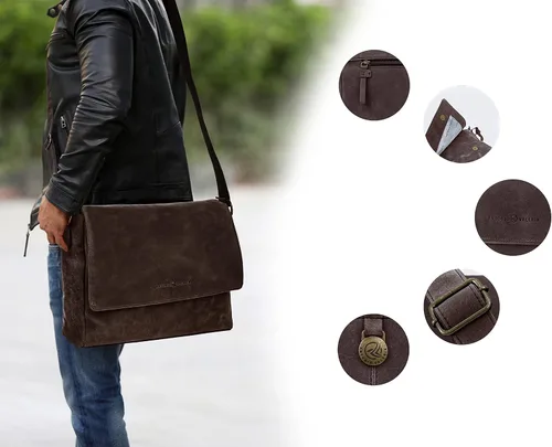 Vista 6 de Antonio Valeria Robert Dark Brown Premium Hunter - Bandolera de piel para hombre