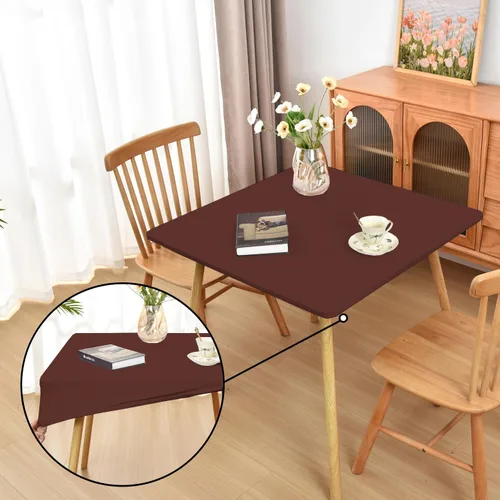 Vista 12 de Mantel ajustado blanco con elástico para mesas plegables de 48x48 pulgadas, manteles lavables y elásticos de elastano para mesas de cartas, manteles