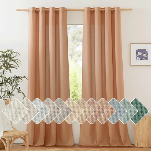 Vista 101 de NICETOWN - Cortinas de lino angora para ventana de cocina sobre el fregadero, con ojales, lino grueso angora, tratamientos cortos para ventanas