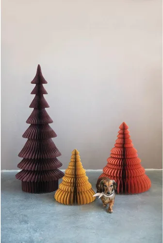 Vista 3 de Creative Co-Op Árbol de panal de papel, naranja quemado