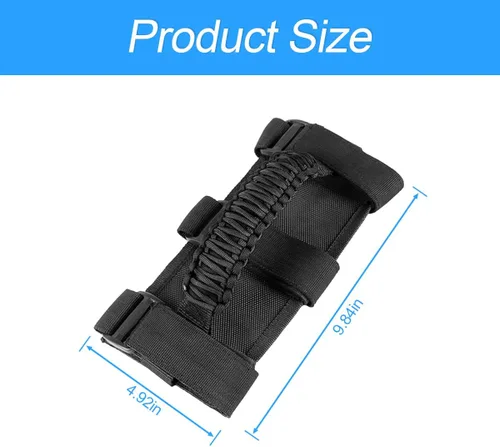 Vista 2 de Moly Magnolia Paquete de 2 asas de agarre de barra antivuelco, asas de agarre negras para Jeep Wrangler YJ TJ JK JL Gladiator JT 1985-2021 y más