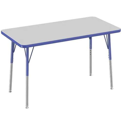 Vista 201 de FDP - Mesa rectangular para actividades escolares y de oficina (24 x 36 pulgadas), patas estándar con deslizadores giratorios, altura ajustable