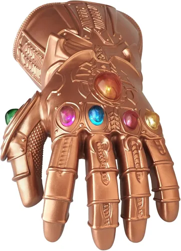Vista 6 de ZealBoom Infinity War Thanos Guantelete para adulto guante con luz LED accesorios para disfraz de cosplay dorado 134 x 59in Metálico