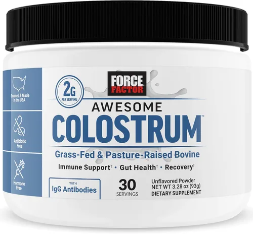 Vista 21 de Suplemento de calostro impresionante Force Factor, bayas y crema, 60 masticables suaves Bovine Colostrum with Biotin, Grass-Fed, Antibiotic-Free