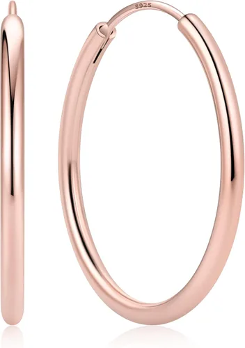 Vista 23 de ChicSilver Aretes de aro de plata de ley para mujer, aros de plata de ley 14k dorado