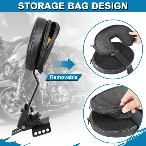 Vista 4 de Respaldo de conductor ajustable enchufable para motos AUFER, compatible con modelos Touring 1997-2024 Road King, Street Glide, Road Glide, Electra