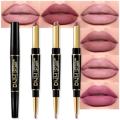 Vista 42 de evpct Juego de 1 lápiz labial y delineador de labios rojo rubí para mujer, kit mate con delineador de labios, manchas de labios duraderas