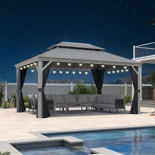Vista 15 de PURPLE LEAF - Gazebo para exteriores de 10 x 12 pies, con sistema de drenaje