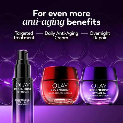 Vista 9 de Olay Regenerist - Exfoliante químico para cara, mascarilla facial durante la noche, cuidado de la piel antienvejecimiento, suero de noche