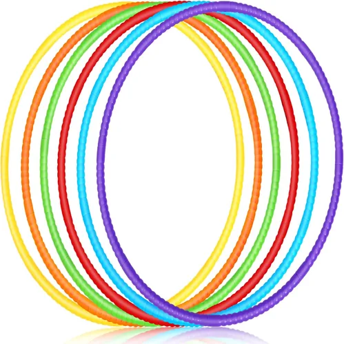 Vista 9 de Sratte 6 piezas de aros de ejercicio desmontables ajustables de plástico, anillos de juguete que se unen con clic, juguetes de color para patio