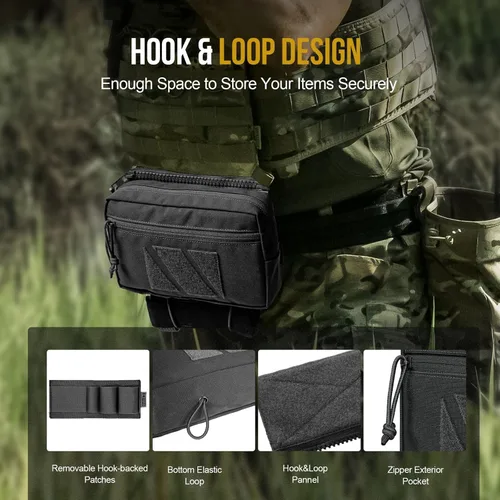 Vista 3 de OneTigris Drop Pouch, Dangler Bag Tactical with Hook and Loop Panel for Vest Chest Rig Plate Carrier