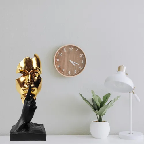 Vista 3 de Estatua del Pensador - Silencio es Oro - Figura de Arte Abstracto Decorativa - 30.5 cm de Alto No Oir No Ver No Hablar Esculturas de Resina Modernas