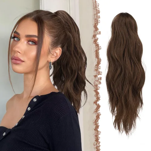 Vista 26 de FESHFEN Extensiones de Cola de Caballo, Pieza de Cabello de Cola de Caballo Larga con Pinza de Garra, Pieza de Cabello Sintético de Colas de Caballo